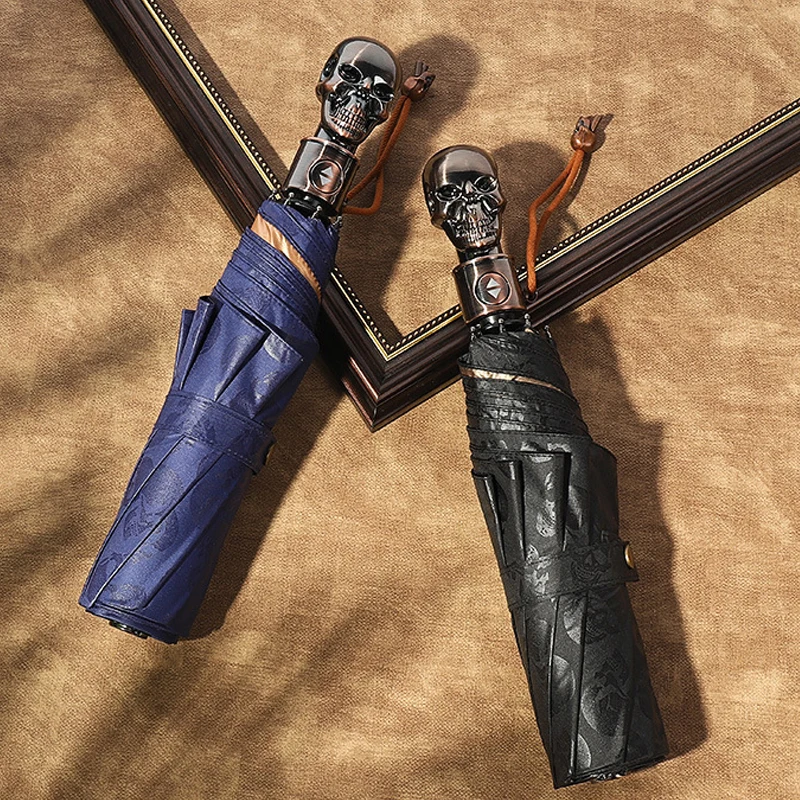 High Quality Skull Handle Umbrella Men Automatic 3 Folding Creative Punk Retro 8Ribs Windproof Parasol Umbrella Rain Men
High Quality Skull Handle Umbrella Men Automatic 3 Folding Creative Punk Retro 8Ribs Windproof Parasol Umbrella Rain Men