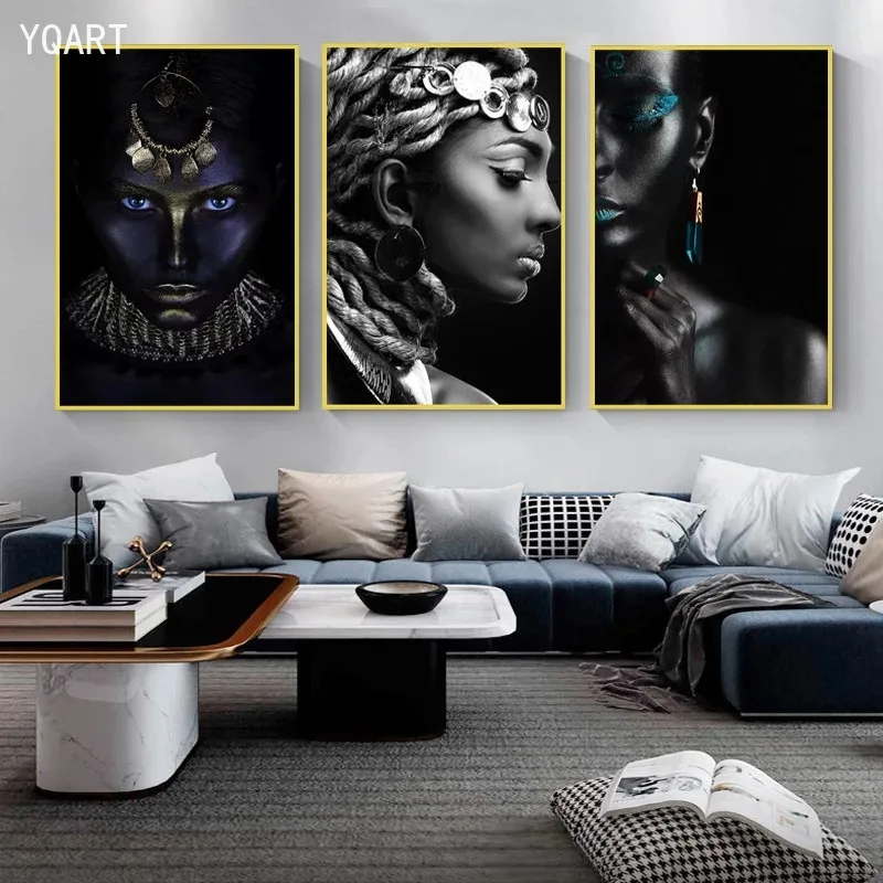 African Black Women Portrait Art Posters and Prints on Canvas Painting Makeup Female Wall Art Picture for Living Room Home Decor
African Black Women Portrait Art Posters and Prints on Canvas Painting Makeup Female Wall Art Picture for Living Room Home Decor