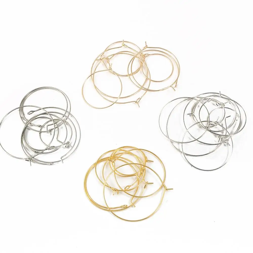 Silver Gold 50pcs/lot 20 25 30 35mm Hoops Earrings Big Circle Ear Wire Hoops Earrings Wires For DIY Jewelry Making Findings
Silver Gold 50pcs/lot 20 25 30 35mm Hoops Earrings Big Circle Ear Wire Hoops Earrings Wires For DIY Jewelry Making Findings