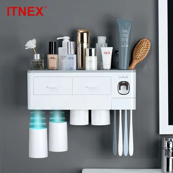 ITNEX Bathroom Accessories Toothbrush Holder Automatic Toothpaste Dispenser Holder Wall Mount Rack Storage For Bathroom Home
ITNEX Bathroom Accessories Toothbrush Holder Automatic Toothpaste Dispenser Holder Wall Mount Rack Storage For Bathroom Home