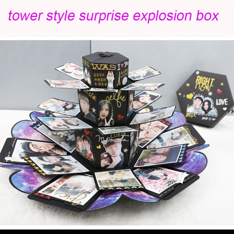 Creative tower 3 layers Bigger Surprise Explosion Box DIY Scrapbook Photo Album For Christmas Party Valentine Wedding Gift
Creative tower 3 layers Bigger Surprise Explosion Box DIY Scrapbook Photo Album For Christmas Party Valentine Wedding Gift