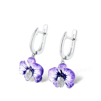 Women Fashion Purple Flower Petal Silver Zircon Drops Earrings Elegant Enamel Pendant Dangle Earrings for Wedding Party Banquet 
Women Fashion Purple Flower Petal Silver Zircon Drops Earrings Elegant Enamel Pendant Dangle Earrings for Wedding Party Banquet