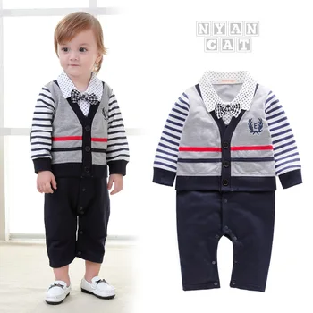 BOY'S Long Sleeve Gentleman Bowtie College Style One-piece Romper
BOY'S Long Sleeve Gentleman Bowtie College Style One-piece Romper