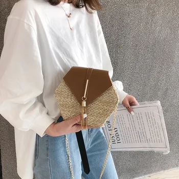 Hexagon Mulit Style Straw+leather Handbag Women Summer Rattan Bag Handmade Woven Beach Circle Bohemia Shoulder Bag
Hexagon Mulit Style Straw+leather Handbag Women Summer Rattan Bag Handmade Woven Beach Circle Bohemia Shoulder Bag