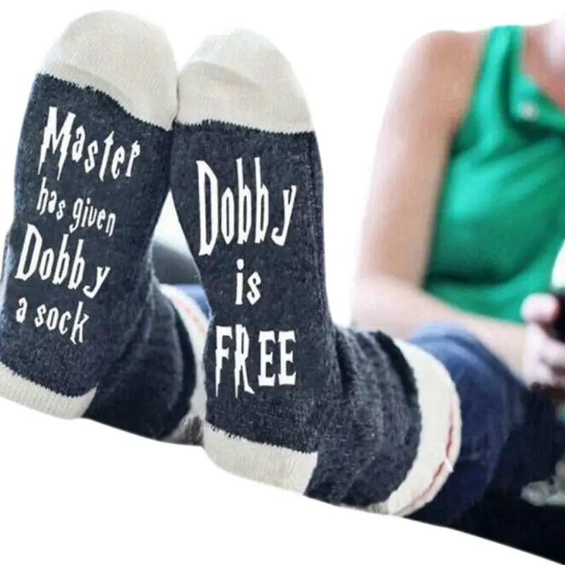 

Women Men Unisex Thicken Long/Short Ankle Socks Cotton Knitted Funny Letters Sewn On Sole Contrast Color Striped Winter Warmer