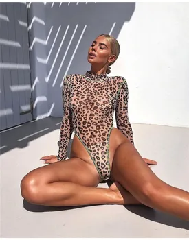Sexy Leopard High Cut Thong Mesh Turtleneck Bodysuit Women Long Sleeve See Through Leotard Bodysuit Body Tops
Sexy Leopard High Cut Thong Mesh Turtleneck Bodysuit Women Long Sleeve See Through Leotard Bodysuit Body Tops