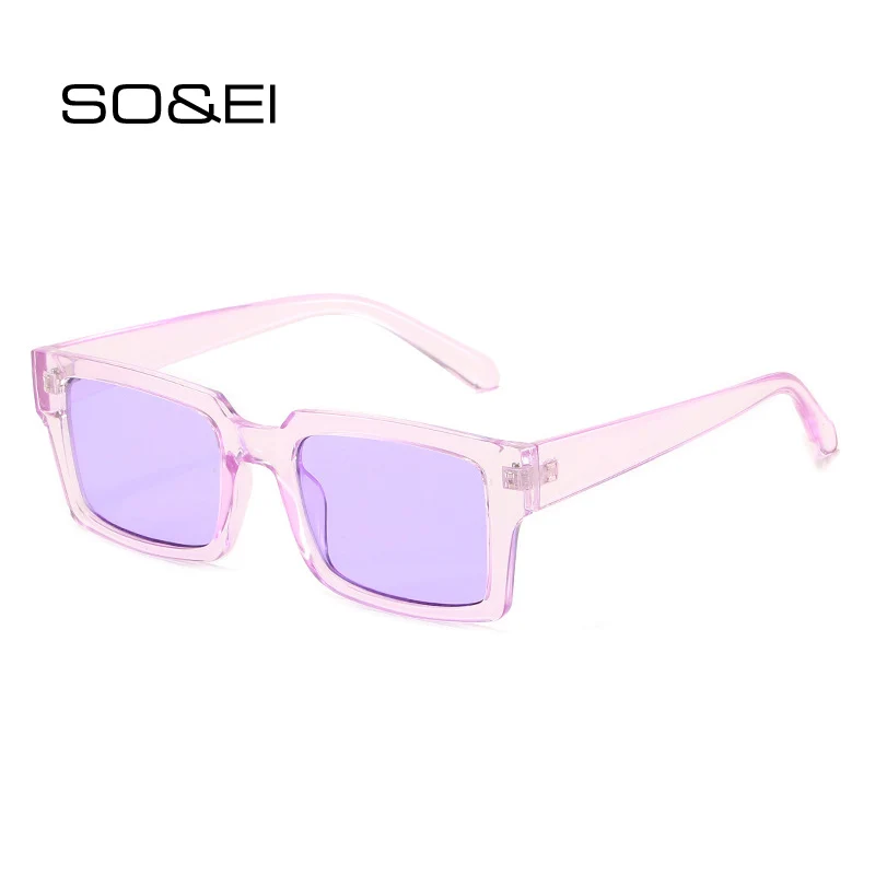 

Очки солнцезащитные Мужские квадратные SO & EI UV400, винтажные трендовые солнечные аксессуары в прямоугольной оправе, с леопардовым/розовым/фиолетовым принтом