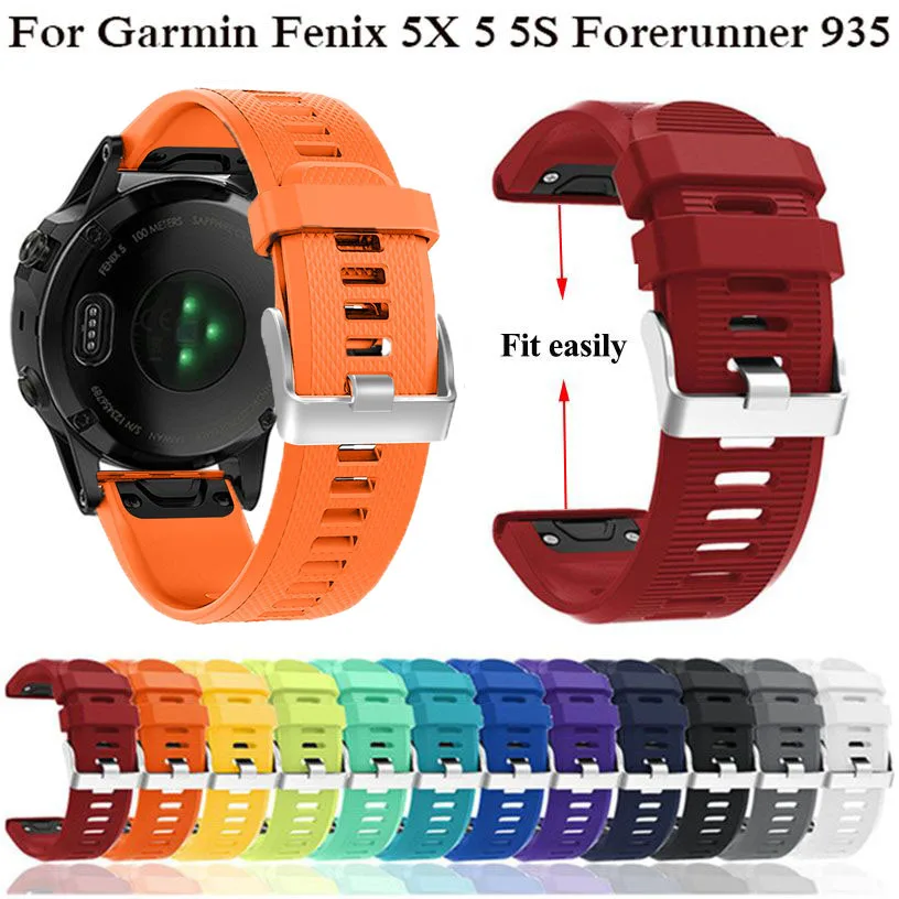 26 22 20mm Watchband for Garmin Fenix 5X 5 5S Plus 3 3 HR Forerunner 935 Watch Quick Release Silicone Easy fit Wrist Band Strap
26 22 20mm Watchband for Garmin Fenix 5X 5 5S Plus 3 3 HR Forerunner 935 Watch Quick Release Silicone Easy fit Wrist Band Strap
