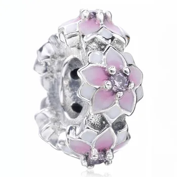 New 925 Sterling Silver Bead Charm Pale Cerise Enamel Magnolia Bloom & Pink Crystal Space Beads Fit Pandora Bracelet DIY Jewelry
New 925 Sterling Silver Bead Charm Pale Cerise Enamel Magnolia Bloom & Pink Crystal Space Beads Fit Pandora Bracelet DIY Jewelry