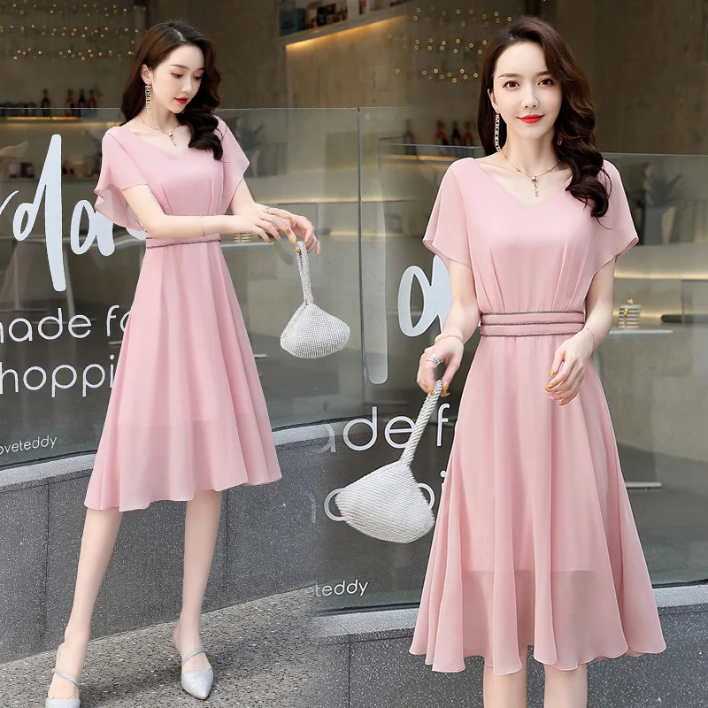 Chiffon Dress Women's Summer Mid-length 2019 New Style Waist Hugging Slimming Elegant Graceful V-neck French Black Dress
Chiffon Dress Women's Summer Mid-length 2019 New Style Waist Hugging Slimming Elegant Graceful V-neck French Black Dress