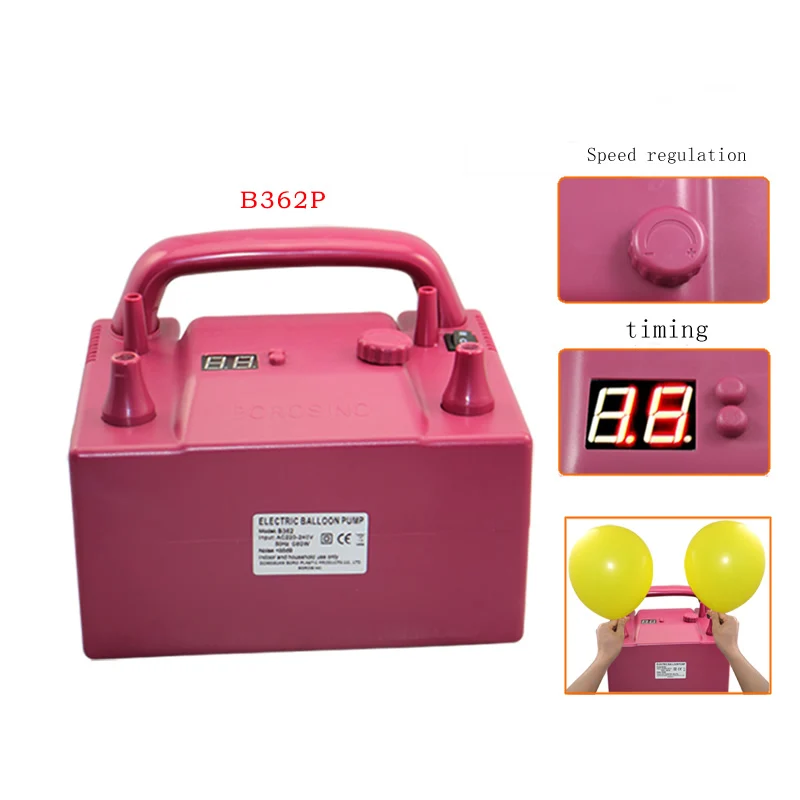 Colorful balloon round ball double hole electric air pump, timing speed adjustable balloon inflator
Colorful balloon round ball double hole electric air pump, timing speed adjustable balloon inflator