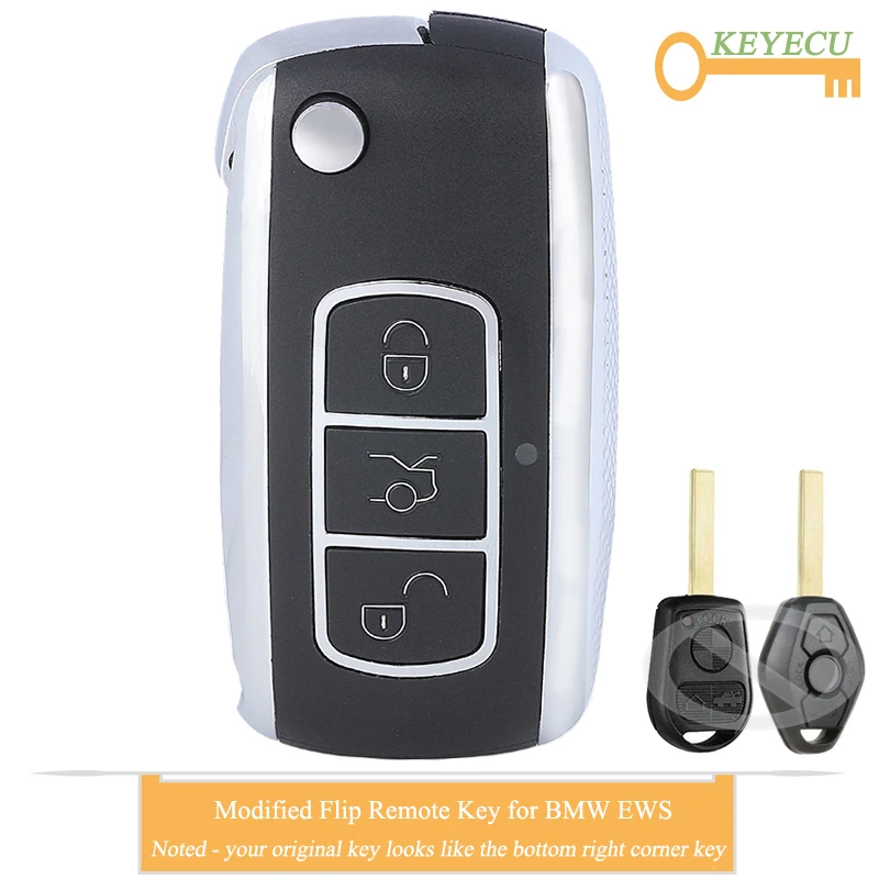 KEYECU Upgraded Flip Remote Control Car Key for BMW EWS System X3 X5 Z3 Z4 1 3 5 7 Series, 3 Button - 315MHz 433MHz - HU92 Blade
KEYECU Upgraded Flip Remote Control Car Key for BMW EWS System X3 X5 Z3 Z4 1 3 5 7 Series, 3 Button - 315MHz 433MHz - HU92 Blade