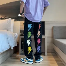 New American High Street Jeans Men's Lightning Design Sense Washed Jeans Straight Leg Loose Casual Pants Fashion Men Streetwear
New American High Street Jeans Men's Lightning Design Sense Washed Jeans Straight Leg Loose Casual Pants Fashion Men Streetwear