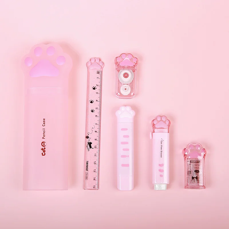 

Kawaii Cat Claw cute Learning Set Learning lovely Stationery Ruler Utility Knife Pencil Sharpener Point Glue Correction Tapes