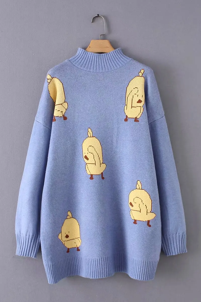 Shaking Voice Network Red Hot Selling Half-Turtle-Neck Small Yellow Duck Mid-length Scholar Sweater Loose Version Maternity Clot
Shaking Voice Network Red Hot Selling Half-Turtle-Neck Small Yellow Duck Mid-length Scholar Sweater Loose Version Maternity Clot