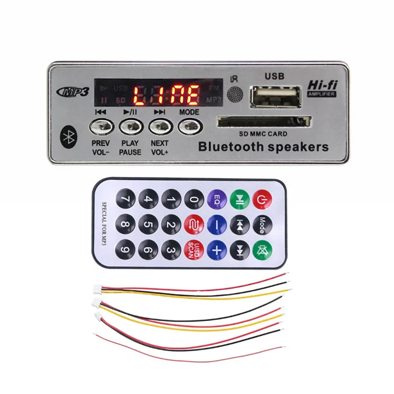Bluetooth5.0 MP3 Decoding Board Player Module Wireless Car USB MP3 Player TF Card Slot / USB / FM / Remote Decoding Board Module
Bluetooth5.0 MP3 Decoding Board Player Module Wireless Car USB MP3 Player TF Card Slot / USB / FM / Remote Decoding Board Module