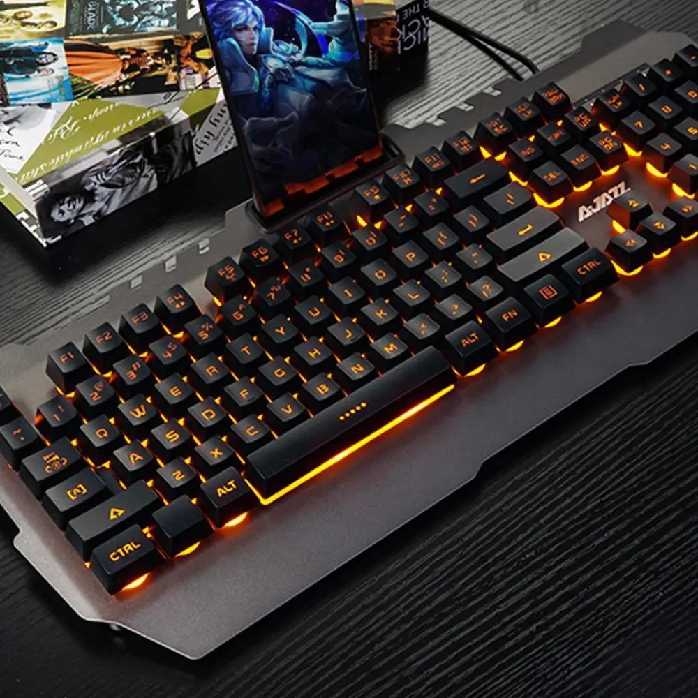 Gaming Keyboard Wired USB Gamer Keyboard 104 Keys Metal Panel Waterproof Backlit Keyboard With Game Mechanical Feel For PC
Gaming Keyboard Wired USB Gamer Keyboard 104 Keys Metal Panel Waterproof Backlit Keyboard With Game Mechanical Feel For PC