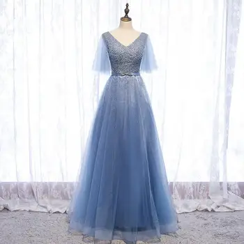 Robe De Soiree Sexy V-Neck Formal Evening Dresses Fashion Beaded Appliques Cap Sleeve Tulle Party Prom Gowns Long Host Dress
Robe De Soiree Sexy V-Neck Formal Evening Dresses Fashion Beaded Appliques Cap Sleeve Tulle Party Prom Gowns Long Host Dress