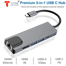5 in 1 USB Type C Hub 4K USB C Hub to Gigabit Ethernet Rj45 Lan Adapter for Mac book Pro Thunderbolt 3 USB-C Charger PD
5 in 1 USB Type C Hub 4K USB C Hub to Gigabit Ethernet Rj45 Lan Adapter for Mac book Pro Thunderbolt 3 USB-C Charger PD