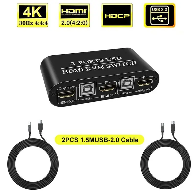 Multifunctional 4K High Definition HDMI KVM Switch 2-Port USB Manual Switcher Box Keyboard Mouse Splitter
Multifunctional 4K High Definition HDMI KVM Switch 2-Port USB Manual Switcher Box Keyboard Mouse Splitter