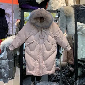 Winter Jacket Women Fox Fur Hooded Parka Long Coats 90% white duck down puffer jacket women
Winter Jacket Women Fox Fur Hooded Parka Long Coats 90% white duck down puffer jacket women