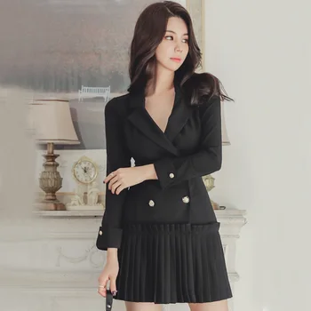 Autumn Long Sleeved Bodycon Double Breasted Outwear Notched Office Cloth Women's OL Black Blazer Coat
Autumn Long Sleeved Bodycon Double Breasted Outwear Notched Office Cloth Women's OL Black Blazer Coat