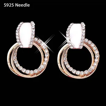 Real 925 Sterling Silver Needle Dangle Earrings for Women Jewelry Round Crystal Rhinestone Rose Gold Long Drop Earrings
Real 925 Sterling Silver Needle Dangle Earrings for Women Jewelry Round Crystal Rhinestone Rose Gold Long Drop Earrings