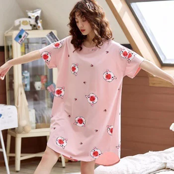Spring Summer Short-sleeved Nightgowns Sweet Cartoon Plus Size Loose Mid-skirt Home Casual Sleepshirts For Women
Spring Summer Short-sleeved Nightgowns Sweet Cartoon Plus Size Loose Mid-skirt Home Casual Sleepshirts For Women