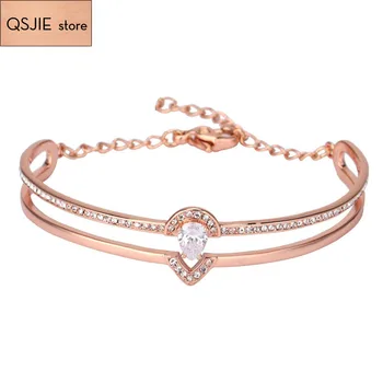 QSJIE High quality SWA, super dazzling double-deck Rose Gold Bracelet
QSJIE High quality SWA, super dazzling double-deck Rose Gold Bracelet