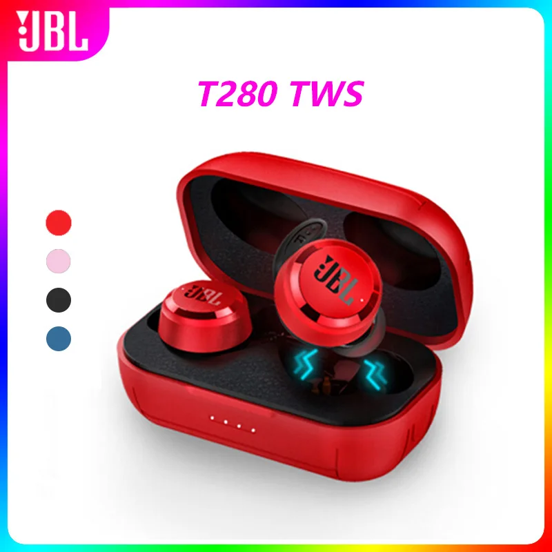 100% original JBL T280 TWS Wireless Bluetooth Earphone Sports Earbuds Deep Bass Headphones Waterproof Headset with Charging Case |