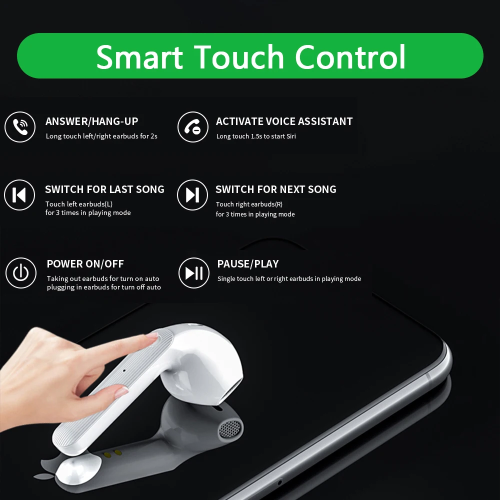 AITURISA New TWS Wireless Headphone 4D Stereo Sports Headset Bluetooth Earphone Built-in Mic Call 4H Playtime For iPhone Xiaomi AITURISA New TWS Wireless Headphone 4D Stereo Sports Headset Bluetooth Earphone Built-in Mic Call 4H Playtime For iPhone Xiaomi