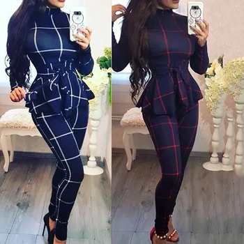 New Arrived Plaid Print Jumpsuit combinaison Women lady's Plaid Printed With Zipper Bandage Long Sleeve High Neck Jumpsuit #C8
New Arrived Plaid Print Jumpsuit combinaison Women lady's Plaid Printed With Zipper Bandage Long Sleeve High Neck Jumpsuit #C8