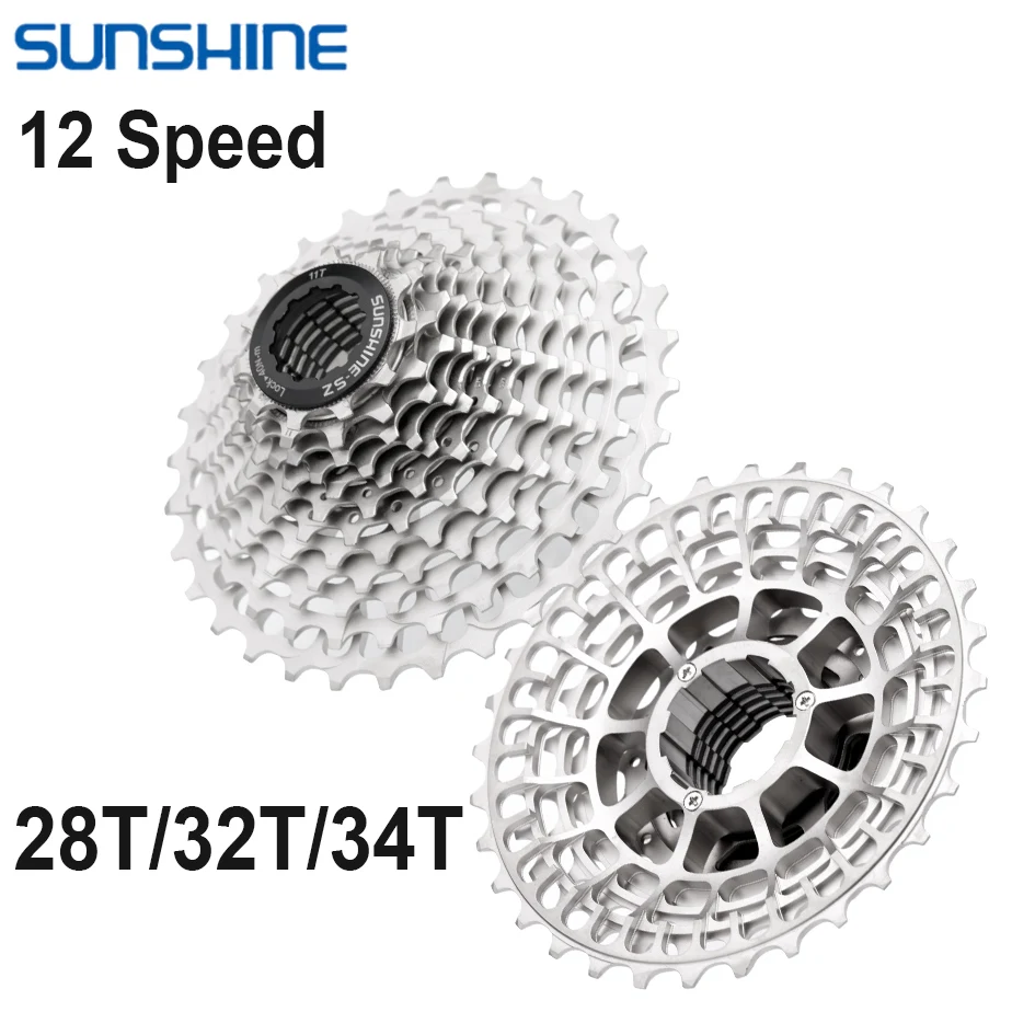 

SUNSHINE Ultralight 12 Speed Cassette Road Bike 11T-28T/32T/34T 12V Flywheel K7 12S Freewheel for Shimano M6100