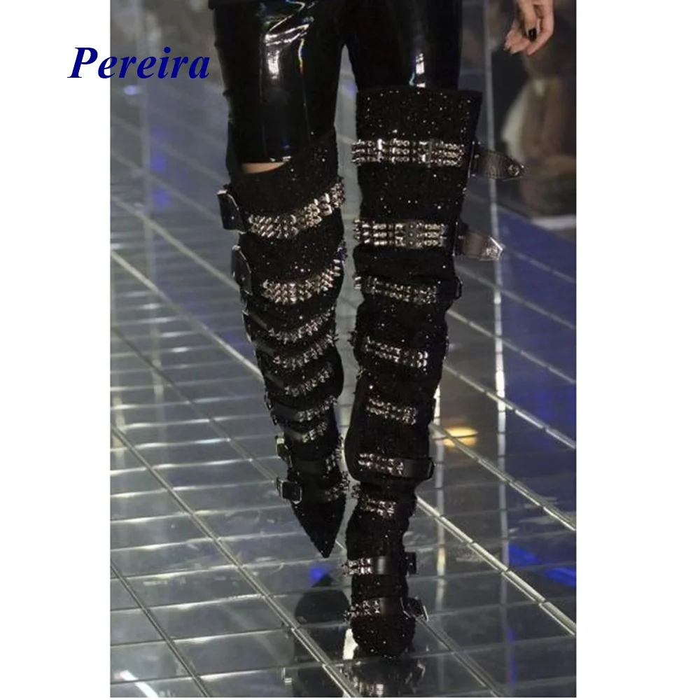 Pointed Toe Crystal Rivet Boots Over The Knee Buckle Strap Bling Sexy Shoes New Arrival Fashion Women Winter Boots Hot Sale
Pointed Toe Crystal Rivet Boots Over The Knee Buckle Strap Bling Sexy Shoes New Arrival Fashion Women Winter Boots Hot Sale