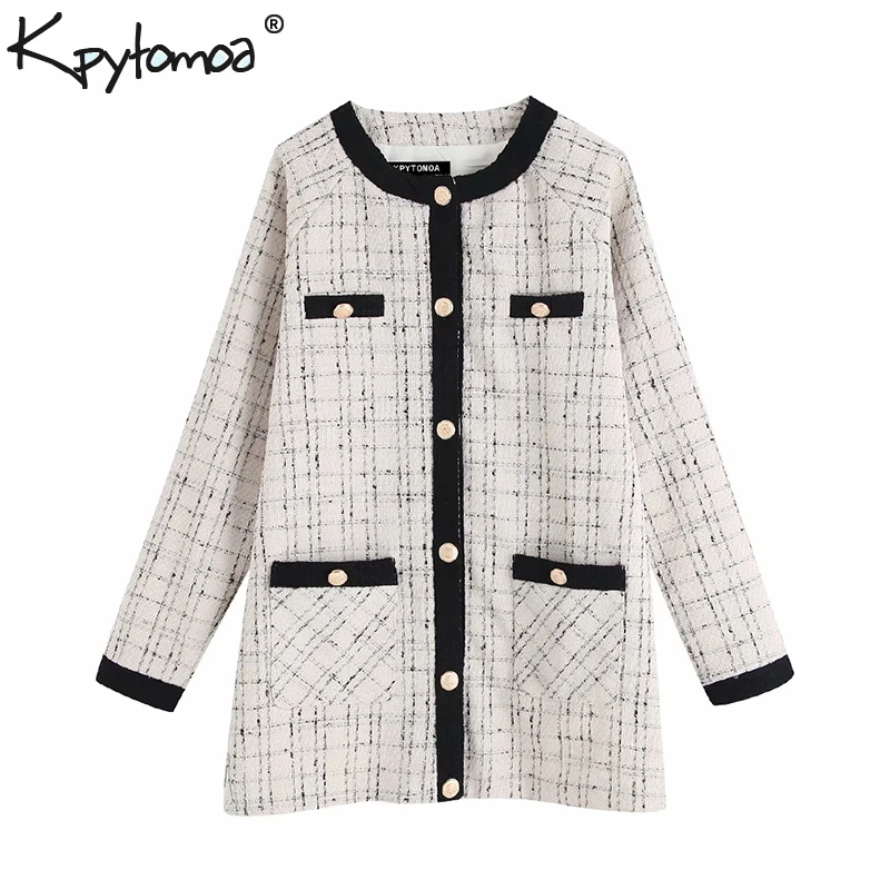 Vintage Stylish Pockets Single Breasted Tweed Jacket Coat Women 2019 Fashion O Neck Long Sleeve Ladies Outerwear Chic Tops 
Vintage Stylish Pockets Single Breasted Tweed Jacket Coat Women 2019 Fashion O Neck Long Sleeve Ladies Outerwear Chic Tops