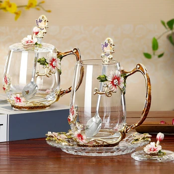 Glass cup saucer set color Enamel Coffee Cup tea Mug Alloy handle Glass Cups Hot and Cold Drinks mug Spoon with saucer
Glass cup saucer set color Enamel Coffee Cup tea Mug Alloy handle Glass Cups Hot and Cold Drinks mug Spoon with saucer