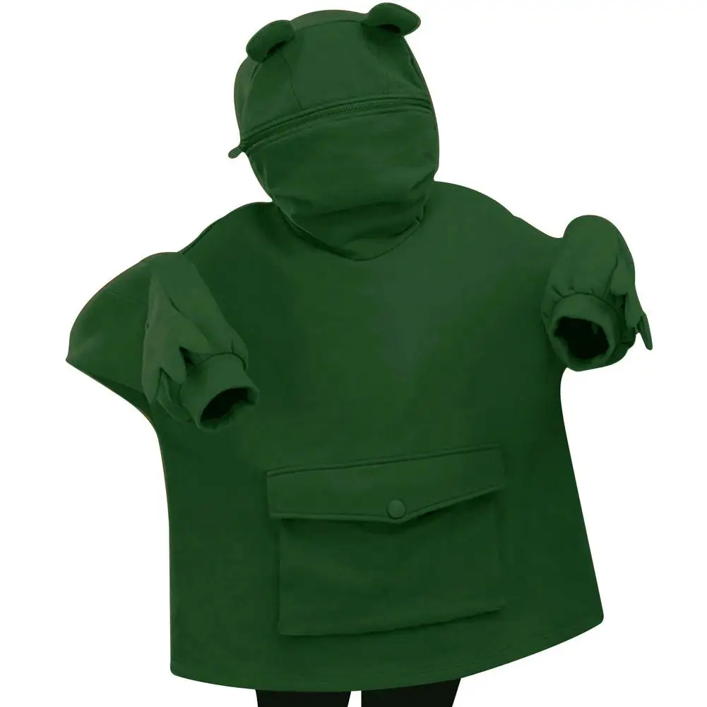 Women Frog Hooded Sweatshirt Big Pocket Decor Zipper Head Pullover Lady Solid Color Long Sleeve Tops Causal Sweatshirt
Women Frog Hooded Sweatshirt Big Pocket Decor Zipper Head Pullover Lady Solid Color Long Sleeve Tops Causal Sweatshirt