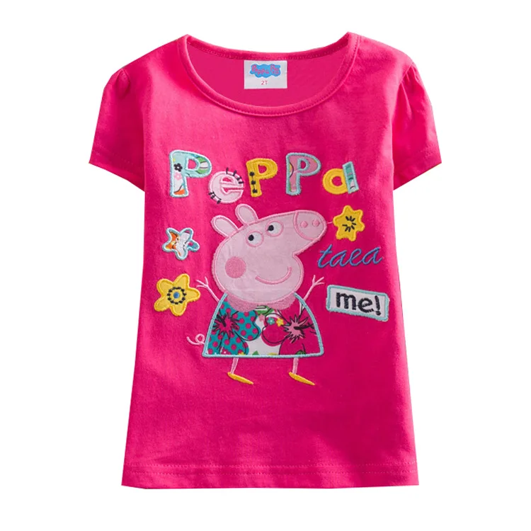 Peppa Pig Cotton Embroidered Short-Sleeved T-shirt Summer Cartoon Boy Girl's Red Long tshirt 
Peppa Pig Cotton Embroidered Short-Sleeved T-shirt Summer Cartoon Boy Girl's Red Long tshirt