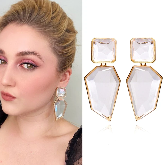 Boucles d'Oreilles Pendantes Irrégulières en Résine Dorée, Bijoux de Mariage, Cadeau pour Fille, Nouvelle Collection 1