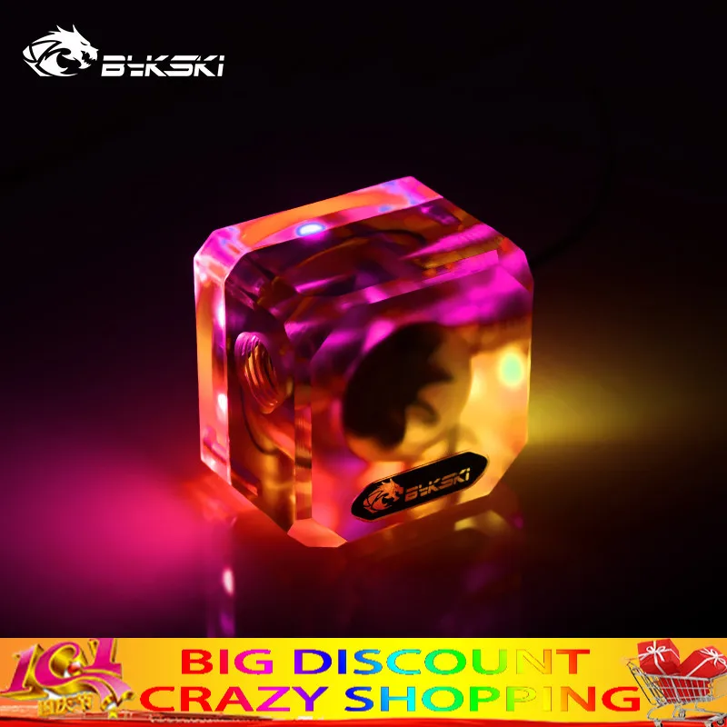 Bykski B-FMpa-V3-X RGB Cuboid акриловый расходомер для воды мониторинг расходомера
