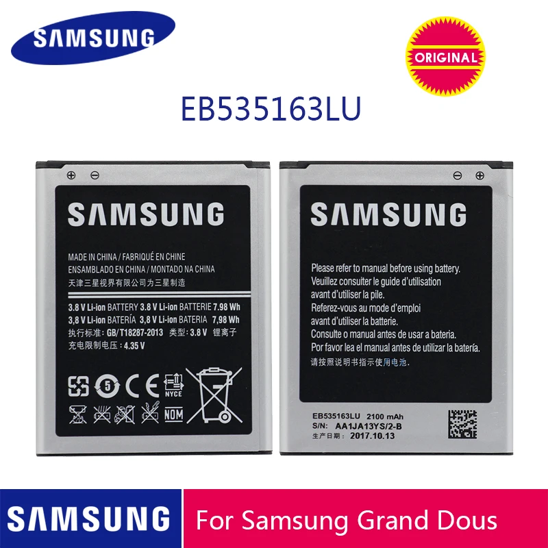 

SAMSUNG Original Phone Battery EB535163LU 2100mAh For Samsung Galaxy Grand Duos i9082 i879 i9080 i9168 i9118 Neo+ i9060