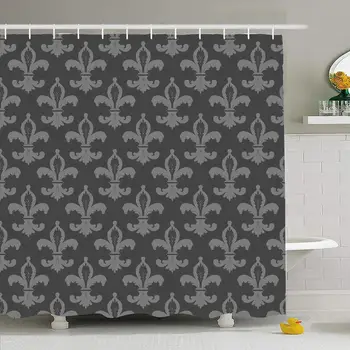 Shower Curtain Set with Hooks 72x78 Square Illustrated Pattern Lis Fleur Gray Color in Abstract Design Seamless Textures Grey De
Shower Curtain Set with Hooks 72x78 Square Illustrated Pattern Lis Fleur Gray Color in Abstract Design Seamless Textures Grey De