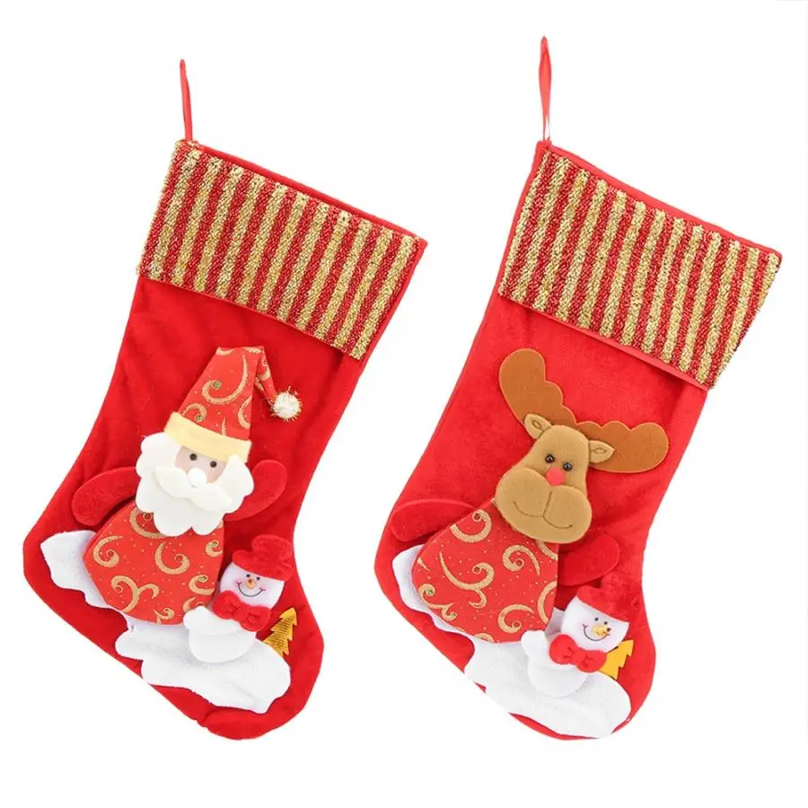 stocking hanging christmas ornaments new year candy bag party