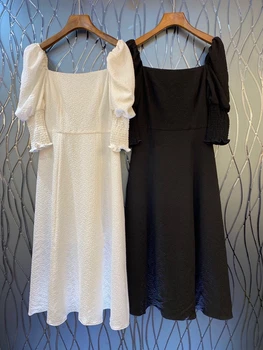 2020 Spring and Summer New Bertha Wrinkled Sleeves Stitching Decorations Plain Dress 705
2020 Spring and Summer New Bertha Wrinkled Sleeves Stitching Decorations Plain Dress 705