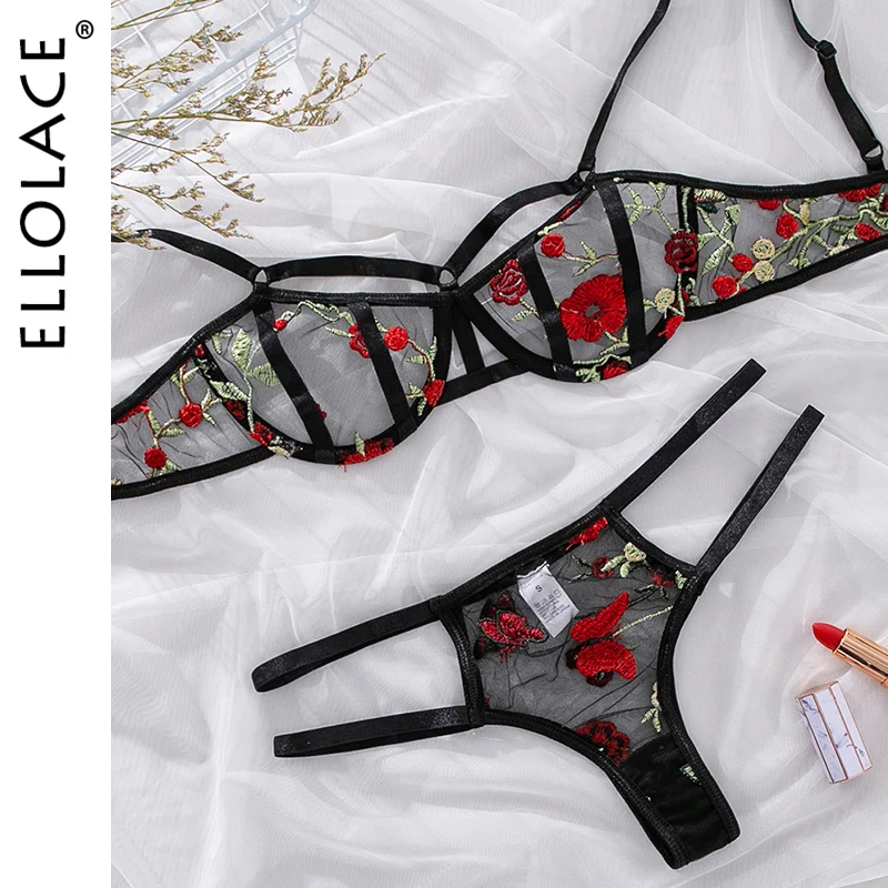 Ellolace Embroidery Floral Lingerie Transparent Bra set Sexy Bra and Party Set See Through Bra Set String Women Underwear Set
Ellolace Embroidery Floral Lingerie Transparent Bra set Sexy Bra and Party Set See Through Bra Set String Women Underwear Set
