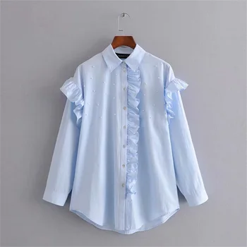 Spring 2020 women's new long sleeve polo shirt artificial pearl and laminated decorative shirt 03564058403
Spring 2020 women's new long sleeve polo shirt artificial pearl and laminated decorative shirt 03564058403