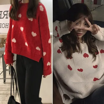 Autumn Winter Womens Sweaters Harajuku Kawaii Heart Shaped Korean Clothes Vintage Trend Knitted Jumper Punk Loose Clothes
Autumn Winter Womens Sweaters Harajuku Kawaii Heart Shaped Korean Clothes Vintage Trend Knitted Jumper Punk Loose Clothes