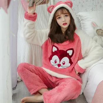 Cute Winter Flannel Animal Pajamas Set Women's Sleepwear Thick Plush Cartoon Soft Cute Girl Plus Velvet Homewear
Cute Winter Flannel Animal Pajamas Set Women's Sleepwear Thick Plush Cartoon Soft Cute Girl Plus Velvet Homewear