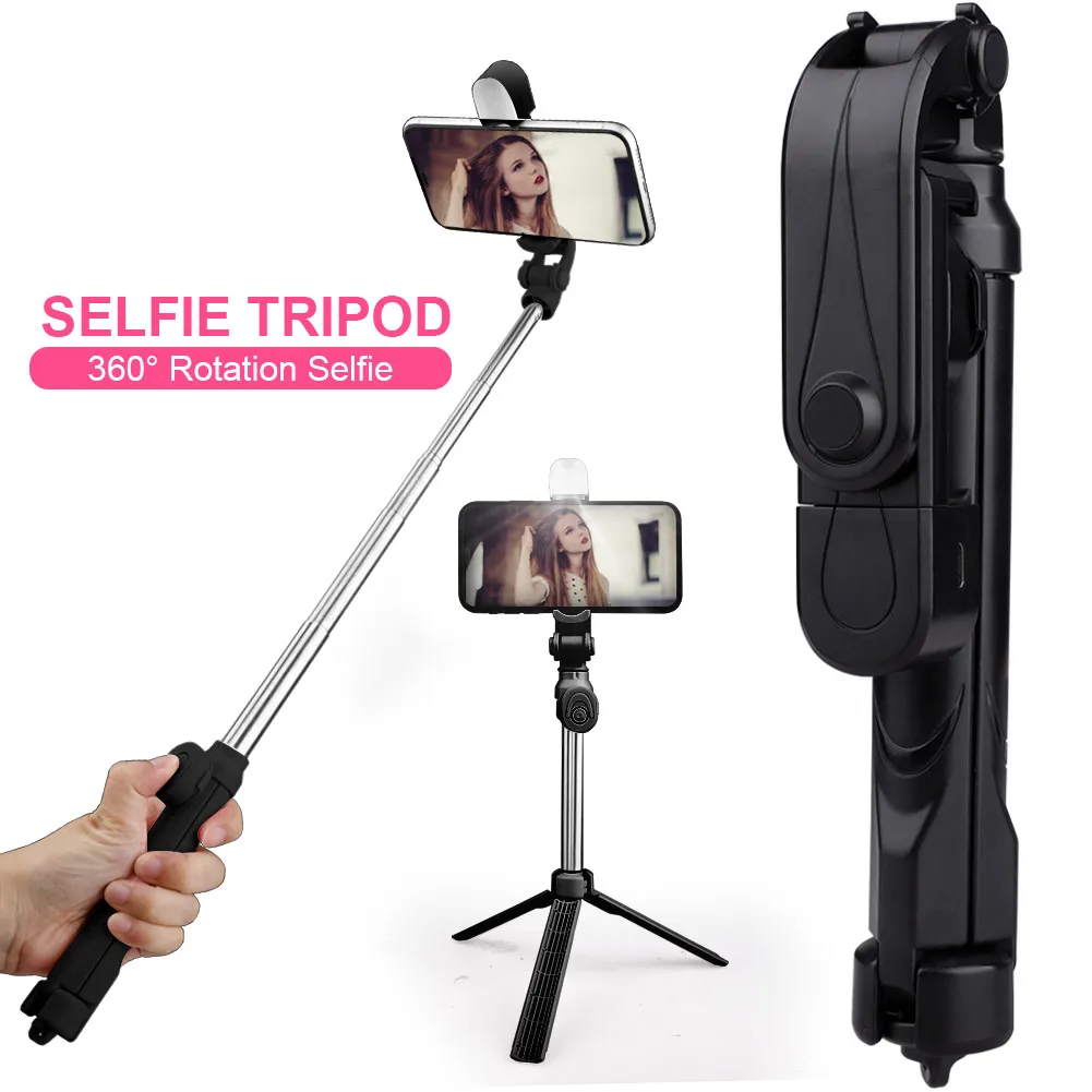 Wireless Bluetooth Selfie Rod Portable Hand-held Scalable Monopod Foldable 360° Rotate Mini Tripod with Fill Lamp Shutter Button
Wireless Bluetooth Selfie Rod Portable Hand-held Scalable Monopod Foldable 360° Rotate Mini Tripod with Fill Lamp Shutter Button