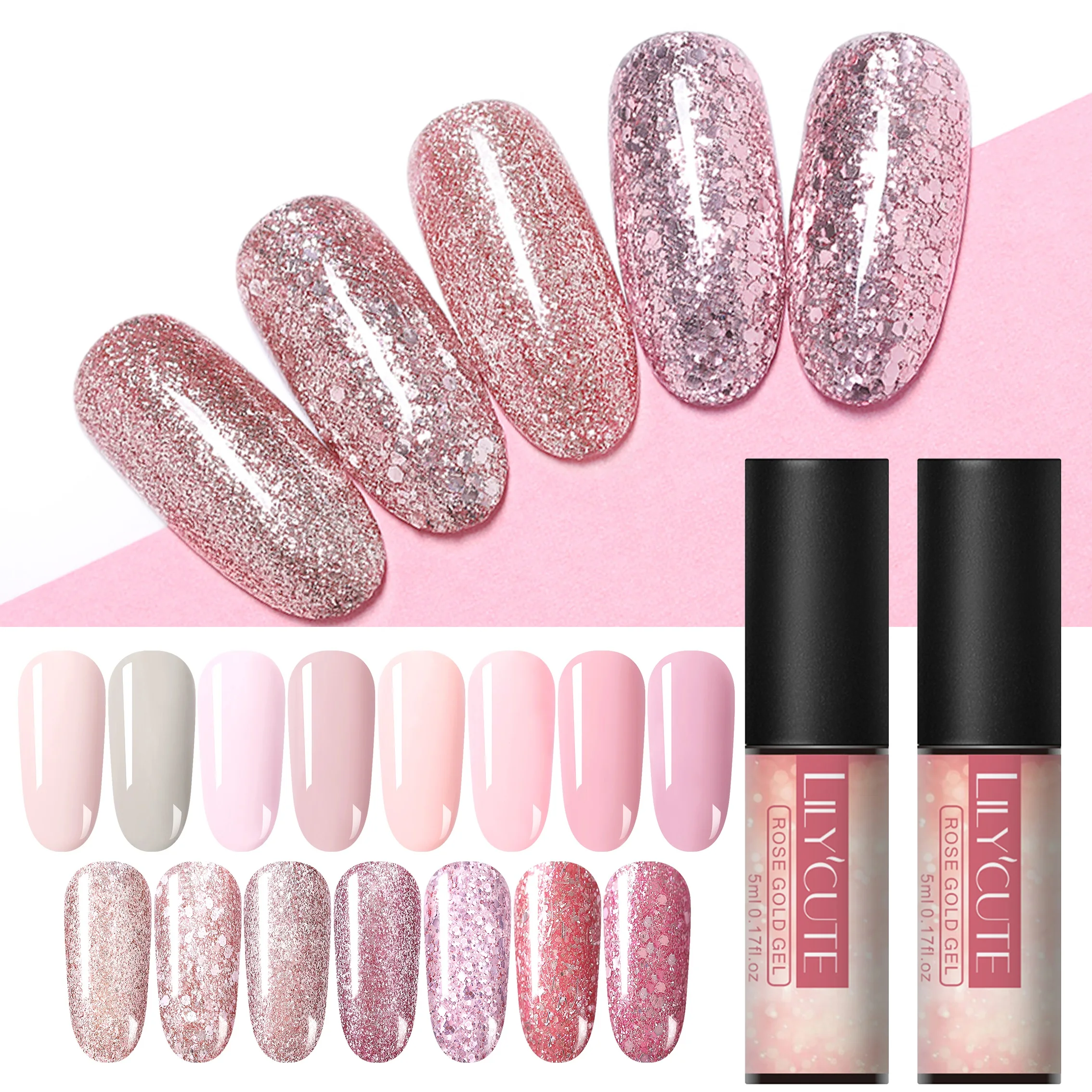 LILYCUTE Rose Gold UV Gel Polish 5ml Soak Off Sequins Glitter Nail Polish Soak Off Shining UV Gel Long Lasting Nail Art Gel
LILYCUTE Rose Gold UV Gel Polish 5ml Soak Off Sequins Glitter Nail Polish Soak Off Shining UV Gel Long Lasting Nail Art Gel